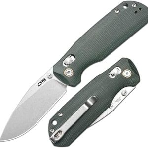 CJRB Maximal Folding Knife - |95" AR-RPM9 Steel Blade, Green Micarta Handle - Pocket Knife for Men & Women - EDC Knife f