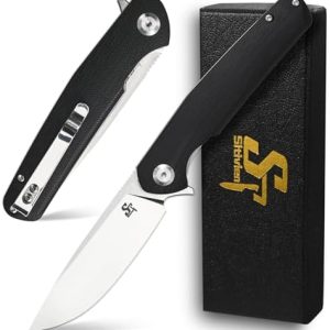 Sitivien ST102 Folding Knife | D2 Steel Blade & G10 Handle | Outdoor & Camping EDC Tool | Black | Durable & Versatile Su