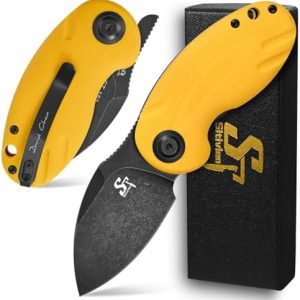 Sitivien ST153 Pocket Folding Knife - Sandvik 14C28N Black Stonewashed Blade - EDC Utility Tool for Camping, Hunting, Su